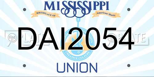 DAI2054 Mississippi License Plate