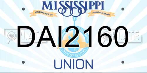 DAI2160 Mississippi License Plate