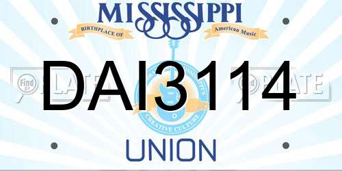 DAI3114 Mississippi License Plate