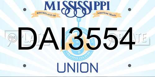 DAI3554 Mississippi License Plate