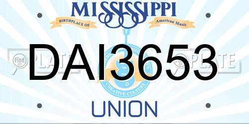 DAI3653 Mississippi License Plate