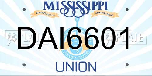 DAI6601 Mississippi License Plate