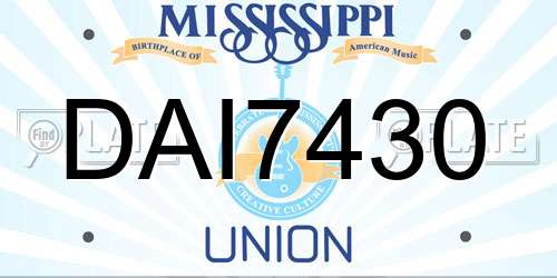 DAI7430 Mississippi License Plate