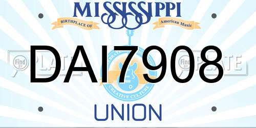 DAI7908 Mississippi License Plate