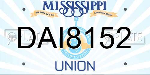 DAI8152 Mississippi License Plate