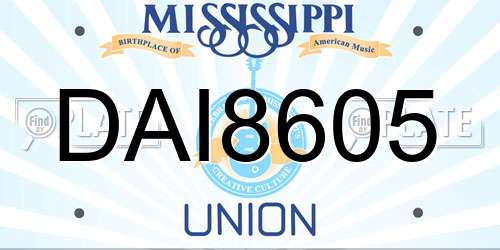 DAI8605 Mississippi License Plate