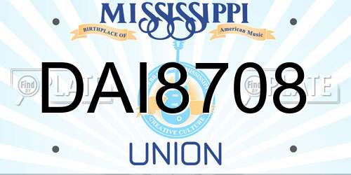 DAI8708 Mississippi License Plate