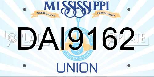 DAI9162 Mississippi License Plate