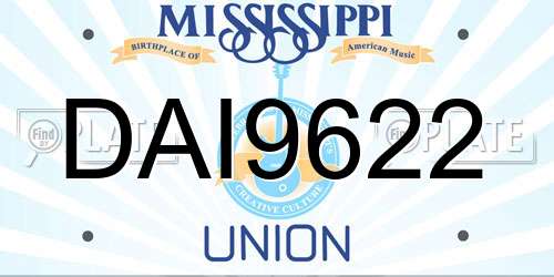 DAI9622 Mississippi License Plate