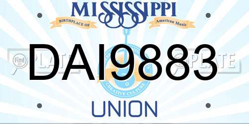 DAI9883 Mississippi License Plate