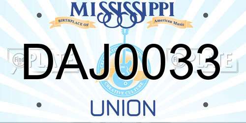 DAJ0033 Mississippi License Plate