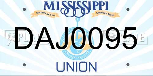 DAJ0095 Mississippi License Plate