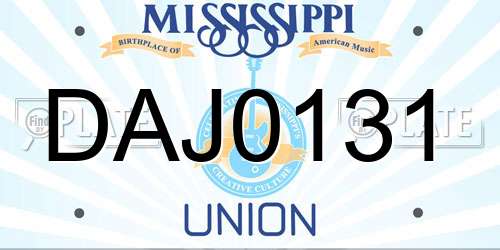 DAJ0131 Mississippi License Plate