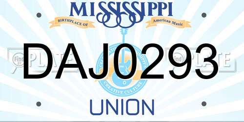 DAJ0293 Mississippi License Plate