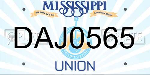DAJ0565 Mississippi License Plate