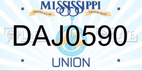 DAJ0590 Mississippi License Plate