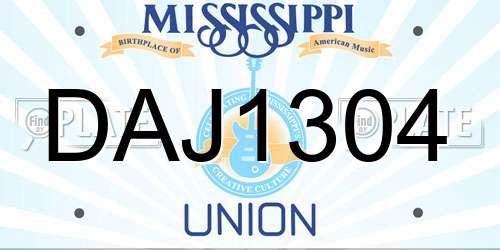 DAJ1304 Mississippi License Plate