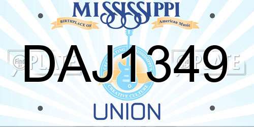 DAJ1349 Mississippi License Plate