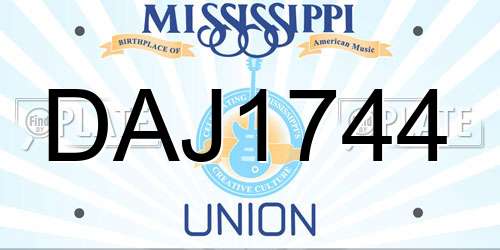 DAJ1744 Mississippi License Plate