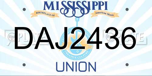 DAJ2436 Mississippi License Plate