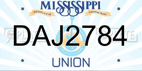 DAJ2784 Mississippi License Plate