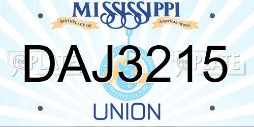 DAJ3215 Mississippi License Plate