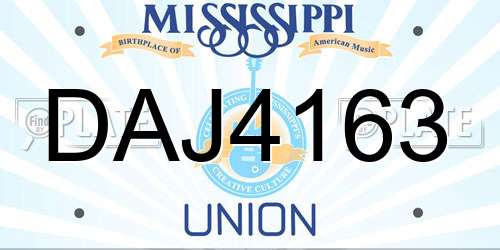 DAJ4163 Mississippi License Plate