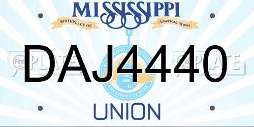 DAJ4440 Mississippi License Plate