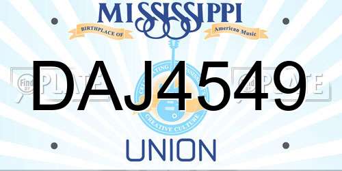 DAJ4549 Mississippi License Plate