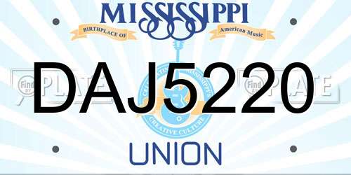 DAJ5220 Mississippi License Plate