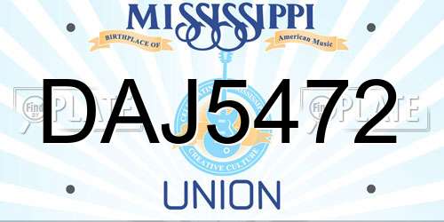 DAJ5472 Mississippi License Plate