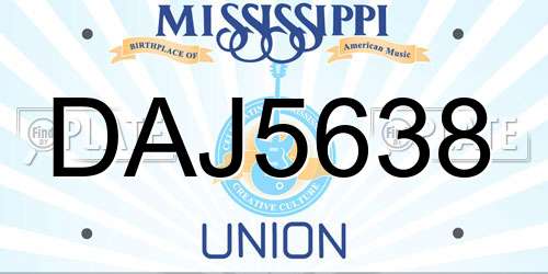 DAJ5638 Mississippi License Plate