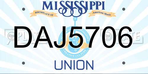 DAJ5706 Mississippi License Plate