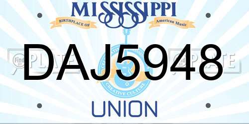 DAJ5948 Mississippi License Plate