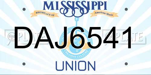 DAJ6541 Mississippi License Plate