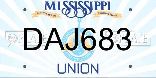 DAJ683 Mississippi License Plate