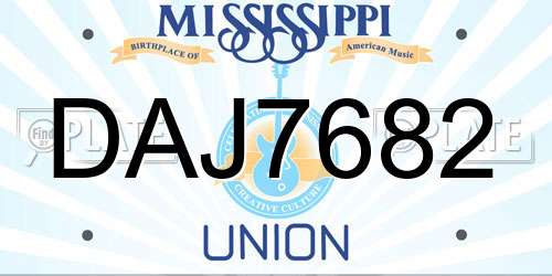 DAJ7682 Mississippi License Plate