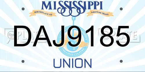 DAJ9185 Mississippi License Plate