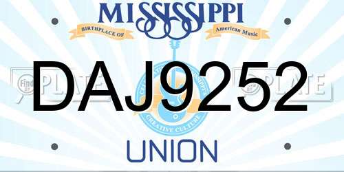 DAJ9252 Mississippi License Plate