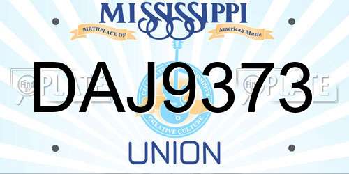 DAJ9373 Mississippi License Plate