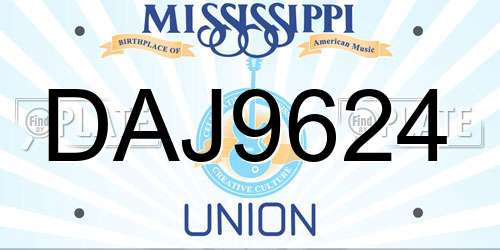 DAJ9624 Mississippi License Plate