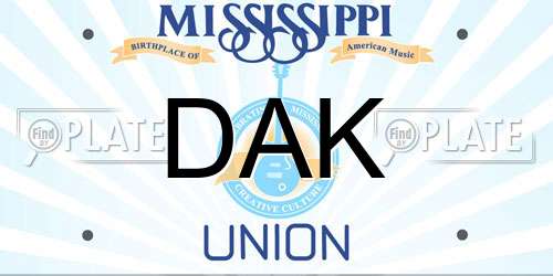 DAK Mississippi License Plate