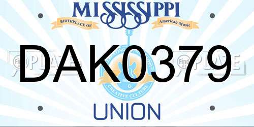 DAK0379 Mississippi License Plate