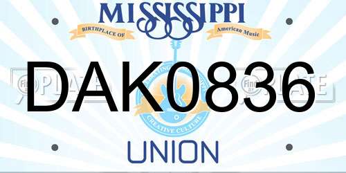 DAK0836 Mississippi License Plate