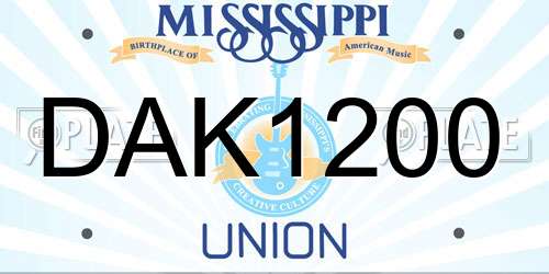 DAK1200 Mississippi License Plate