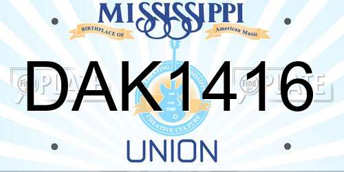 DAK1416 Mississippi License Plate