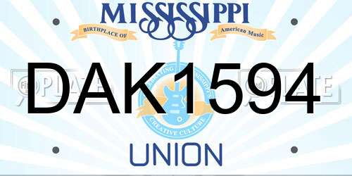 DAK1594 Mississippi License Plate