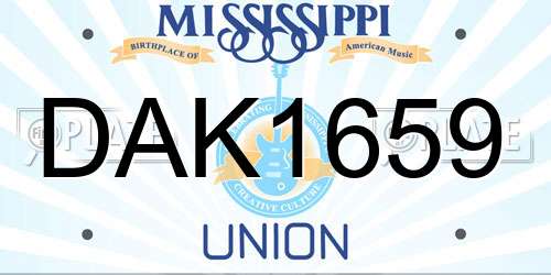 DAK1659 Mississippi License Plate