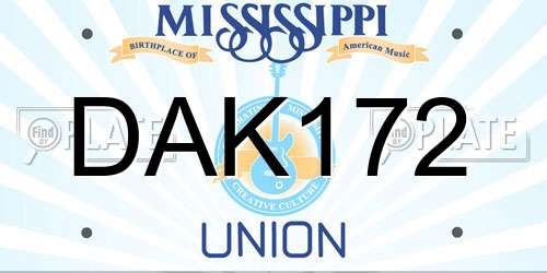 DAK172 Mississippi License Plate