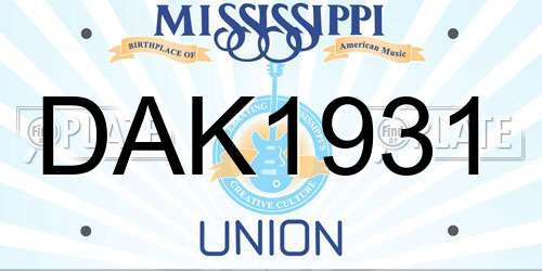 DAK1931 Mississippi License Plate